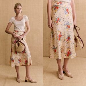 Sezane Sandy skirt floral and polka dots Midi Skirt size 34